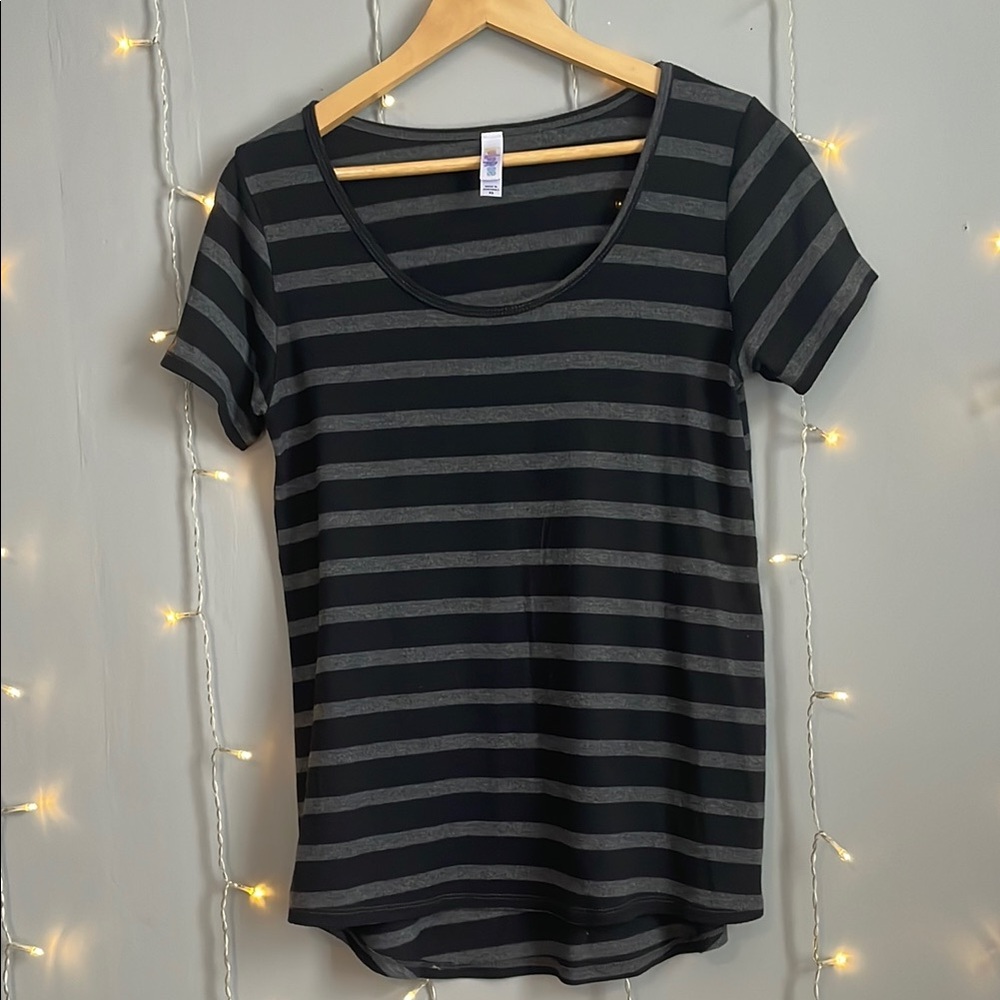 Striped Black and Gray Women's Top